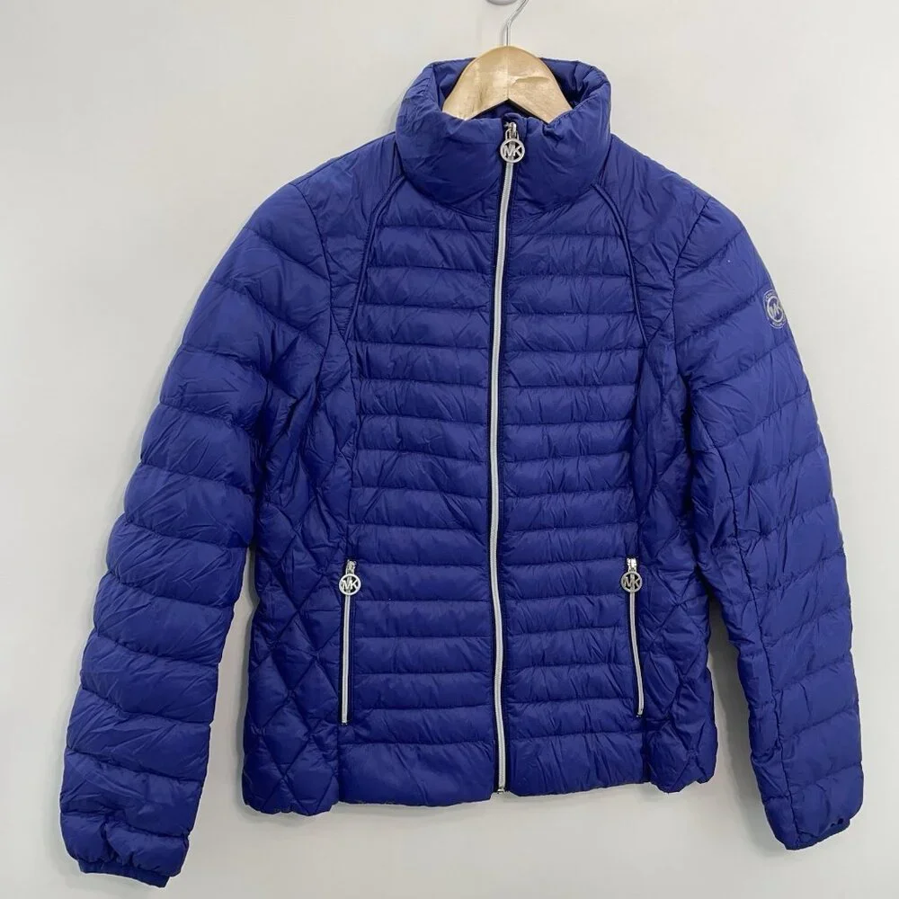 Michael Kors Down Puffer Jacket‎ Packable Lightweight Blue Womens S